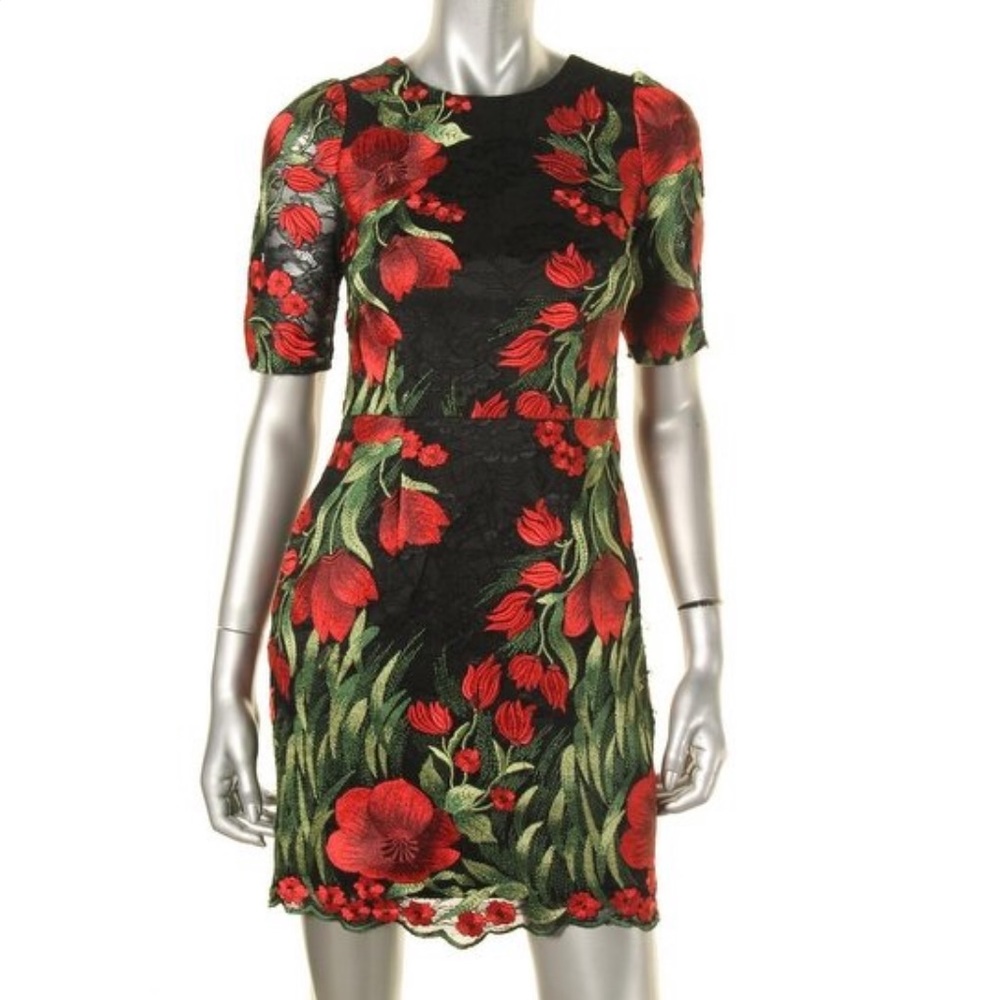 Aidan Mattox floral embroidered dress